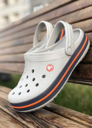 Супер сабо крокс crocs crocband light grey navy серые2 фото