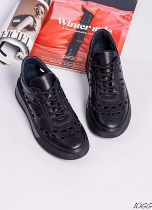 Гарні зручні жіночі літні кеди з натуральної шкіри