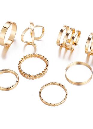 Набор женских колец, золотистые , бижутерия, перстень / fs-17621 фото