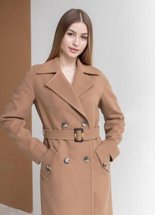 Женское демисезонное пальто цвета карамель 40-52 женское пальто кашемир6 фото