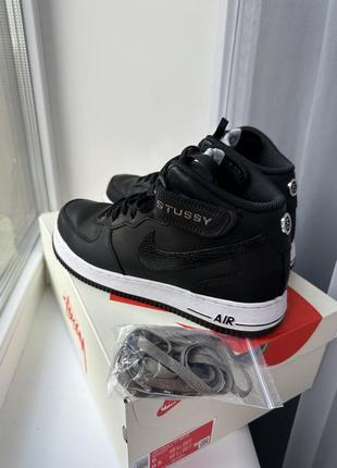 Мужские кроссовки nike x stussy air force 1 07 mid sp black