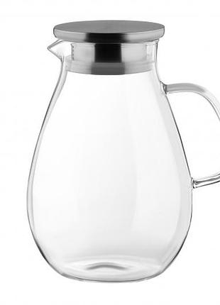 Глечик скляний ardesto 1800 мл, глечик для гарячих напоїв, графин скляний із кришкою