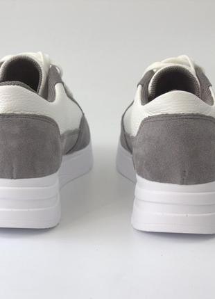 Серо белые кроссовки кожаные кеды женская обувь больших размеров 40-44 cosmo shoes ada rumiya grey bs5 фото