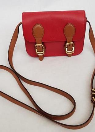 Вінтажна сумка ralph lauren, шкіряна сумка ralph lauren, сумка кросбоді ralph lauren, червона сумка, сумочка ralph lauren