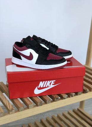 Женские кроссовки nike air jordan 1 low white black bordo 36-37-38-39-40-41