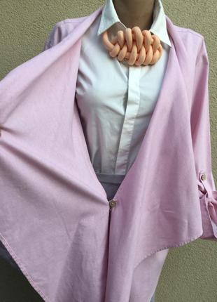 Розовый,лен кардиган,жакет,пиджак ассиметричный,большой размер2 фото