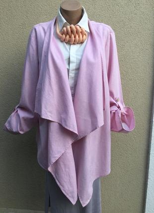 Розовый, лен,жакет, большой размер