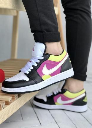 Женские кроссовки nike air jordan 1 low white black pink 37-38-39-40