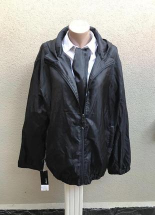 Новая, черная куртка, базовый плащ,дождевик, капюшон, большой размер,4 фото
