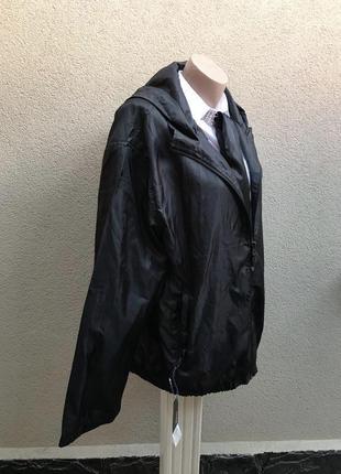 Новая, черная куртка, базовый плащ,дождевик, капюшон, большой размер,5 фото