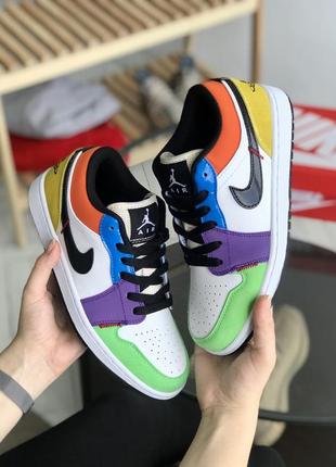 Женские кроссовки nike air jordan 1 low white black blue 37-38-398 фото