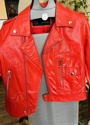 Куртка екошкіра косуха червона aftf basic2 фото