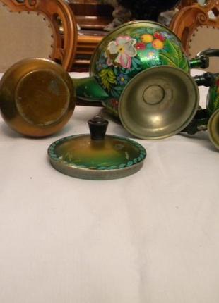 Набор жостово ссср чайник турка молочник сахарница роспись №305