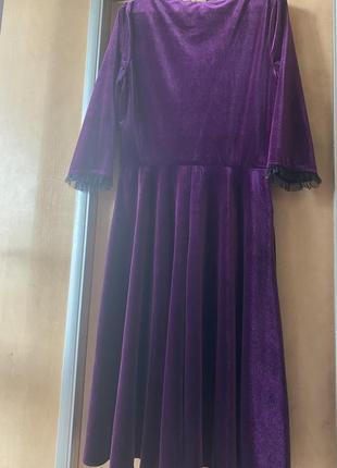 Велюрова фіолетова сукня2 фото