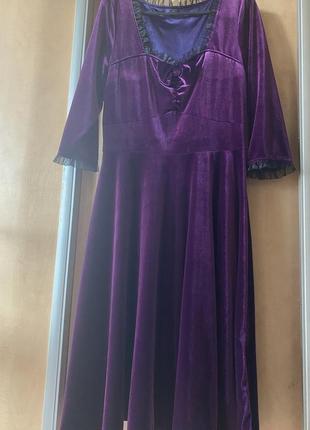 Велюрова фіолетова сукня3 фото