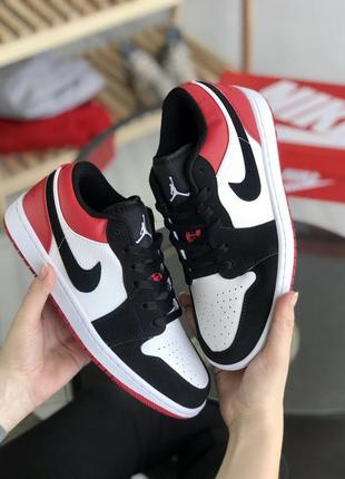 Женские кроссовки nike air jordan 1 low white black red 37-38-41