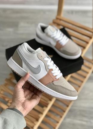 Женские кроссовки nike air jordan 1 low white beige 36-37-38