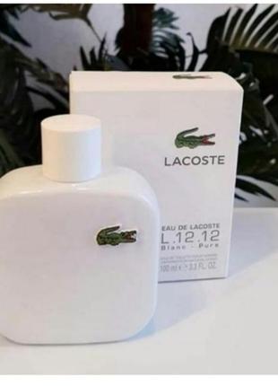 Мужская туалетная вода lacoste eau de l.12.12 blanc парфюм, мужской белый парфюм лакоста бланк