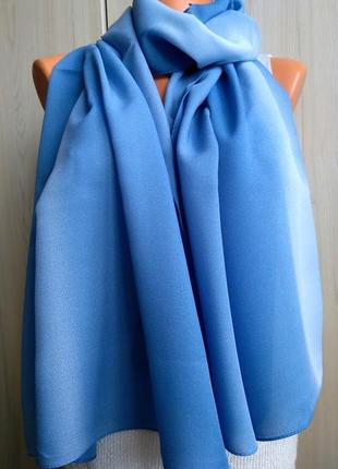 Нежный шифоновый турецкий шарф палантин весна лето, синий голубой, в цветах