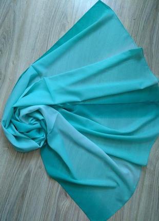 Нежный шифоновый турецкий шарф палантин весна лето, бирюзовый, в цветах2 фото