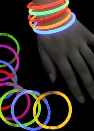 Неонові браслети glow abc 100 штук, що світяться2 фото