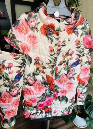 Куртка-жилетка 2 в 1 весняний пуховик трансформер із квітковим принтом10 фото