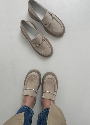 Стильные лоферы,туфли бежевые замшевые женские деми, демисезонные осенние, веснние,...