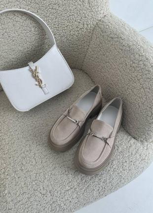 Стильные лоферы,туфли бежевые замшевые женские деми, демисезонные осенние, веснние,...