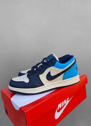 Мужские кожаные кроссовки nike air jordan retro 1 low #найк