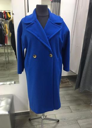 Пальто синє oversize1 фото