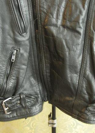 Байкерська куртка чорна чоловіча косуха мото шкіряна l7 фото