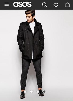 Чорний бавовняний тренч asos