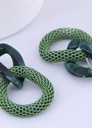 Жіночі яскраві сережки зеленого кольору геометричні акрил