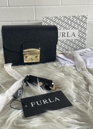 Жіноча шкіряна чорна сумка furla metropolis