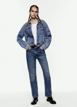 Прямі джинси straigh fit з високою посадкою zara — 34, 36, 38, 40