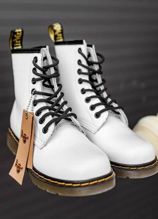 Белые ботинки из натуральной кожи / черевики шкіряні dr. martens / кожа, весна2 фото