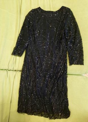 Сукня в паетках паєтках жіноча чорна святкова плаття платье вечірнє вечірне