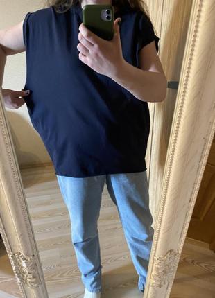 Итальянская хлопковая удлинённая футболка туника с карманами 50-54 р4 фото