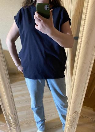 Итальянская хлопковая удлинённая футболка туника с карманами 50-54 р3 фото