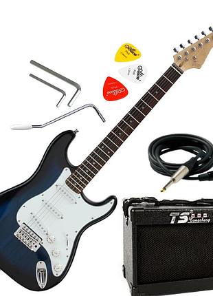 Набір електро гітара j8 hmg bl 101 + комбопідсилювач amp ts m6-10
