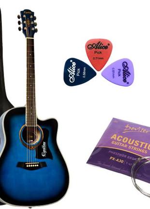 Набор акустическая гитара equites eq905c bl 41+чехол+струны