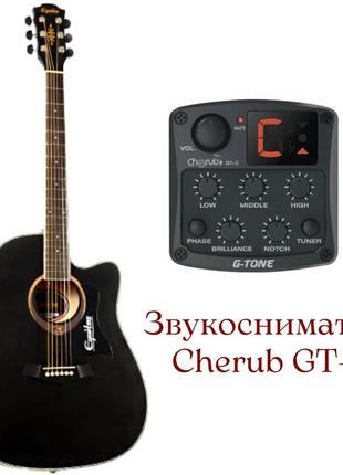 Акустична гітара equites eq900c вк 41+п'єзодатчик cherub gt-3 pream