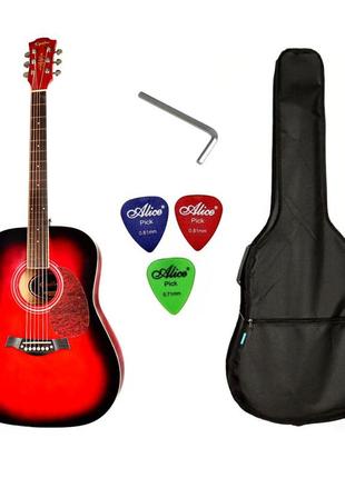 Набір гітара акустична equites wkl 01 rd 41" + чохол + медіатори
