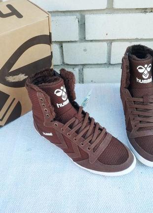 Женские кроссовки хайтопы на меху miss stadil webby chestnut 63-231 8309 hummel дания