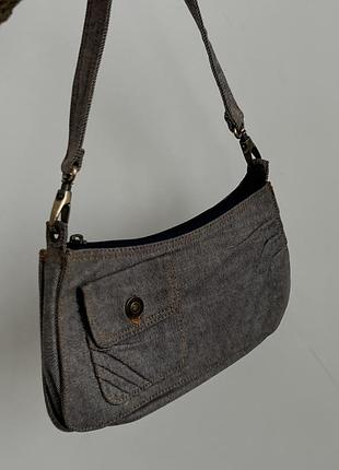 Маленька вінтажна сумочка багет джинсова