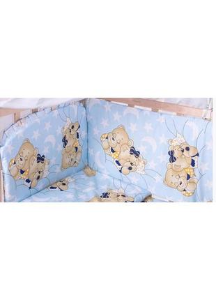 Захист бортики на 4 сторони (окремі) на зав'язочках висота 40 см для дитячого ліжечка 120*60см9 фото