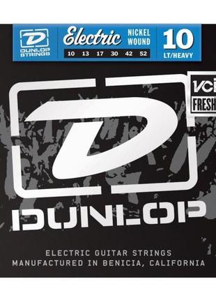Струны для электрогитары  dunlop den1052 nickel plated light/heavy (010-052)