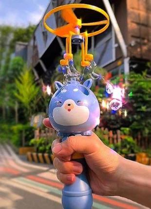 Мильні бульбашки bubble toy з літальним пропелером блакитний, генератор мильних бульбашок4 фото