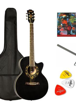 Набор акустическая гитара equites eq600c/bk 38'' +чехол+струны