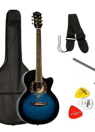 Набор акустическая гитара equites eq600c/bls 38''+чехол+ремень